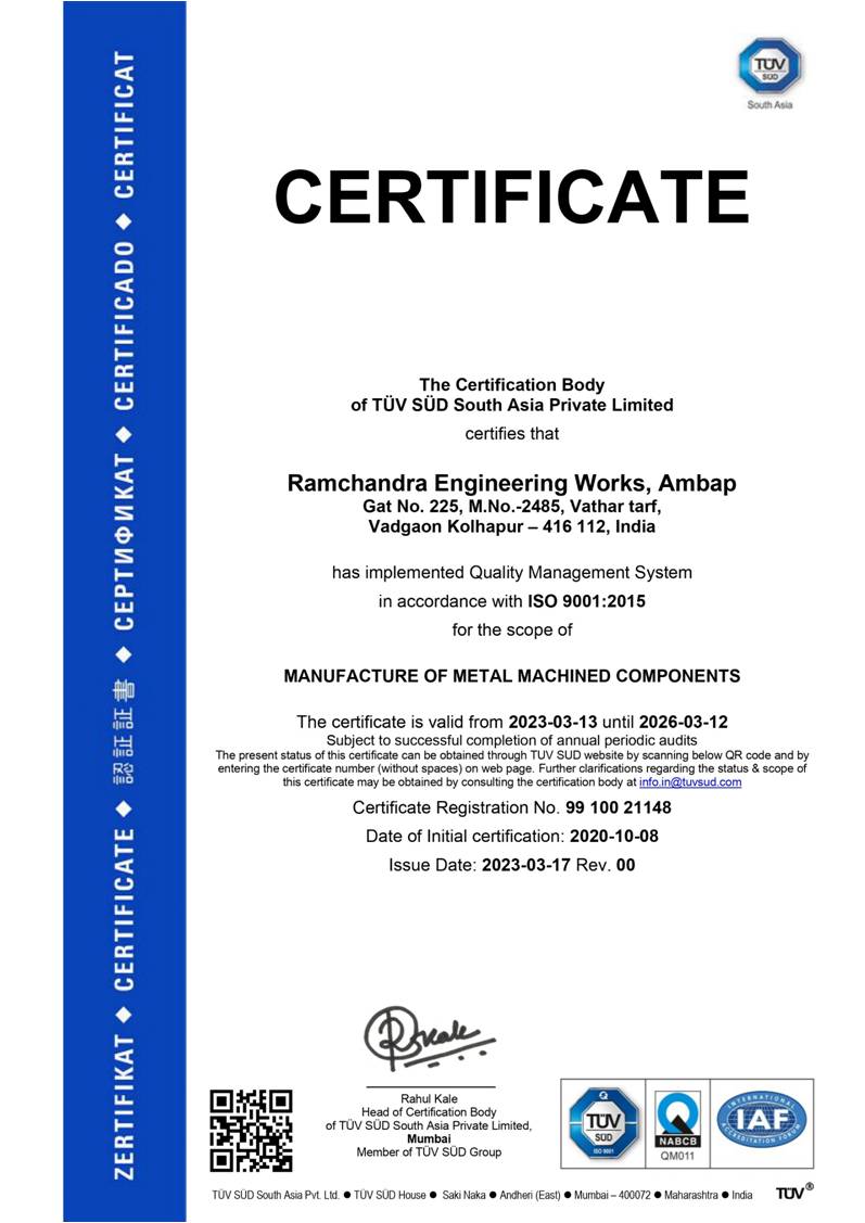 Ramchandra ISO Certificate